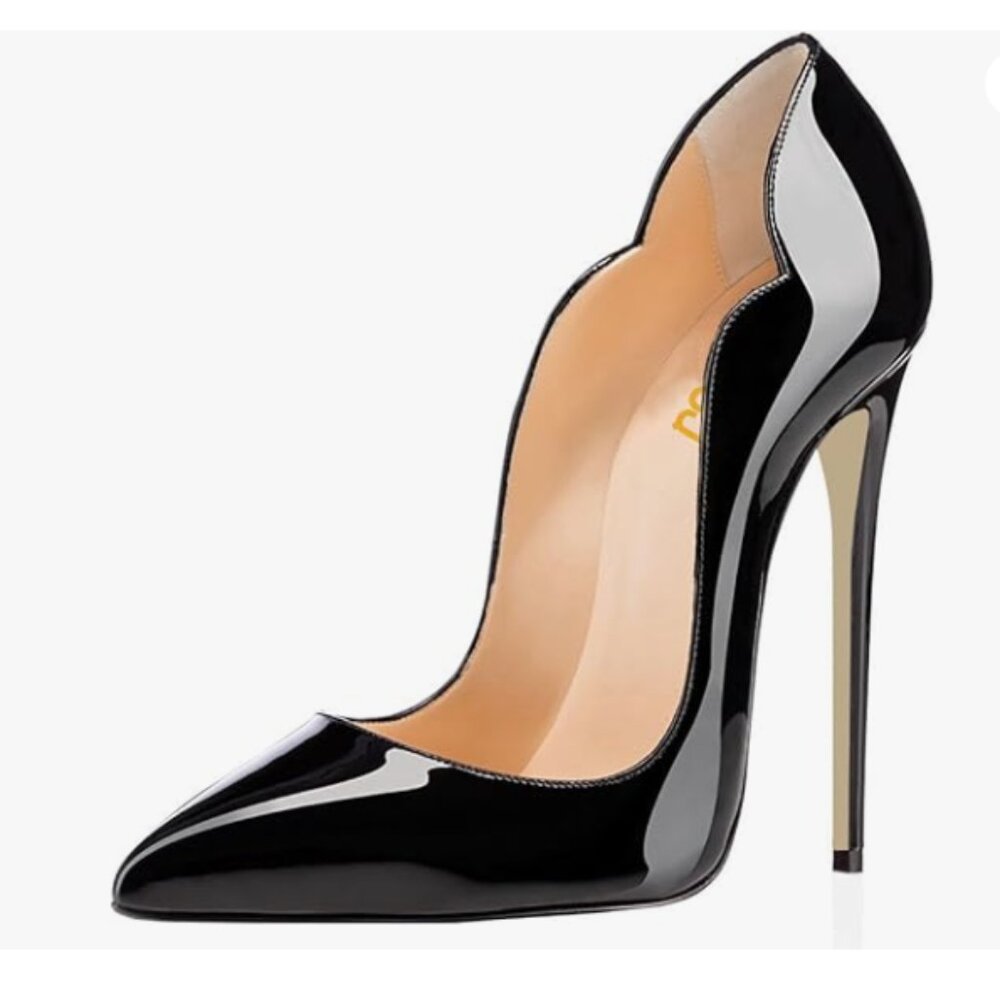 FSJ Black Pointed Toe High Heels Sexy Stiletto Pumps Office Lady Dress Shoes